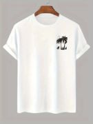 Baskılı Oversize Bisiklet Yaka T-shirt - Beyaz resmi